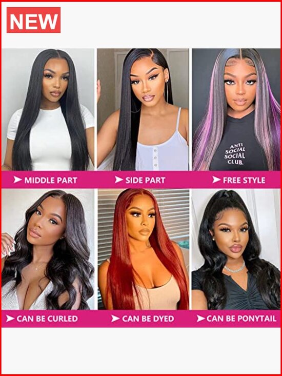 180 Density HD Transparent Lace Front Wig Human Hair Straight Pre Plucked main image 4